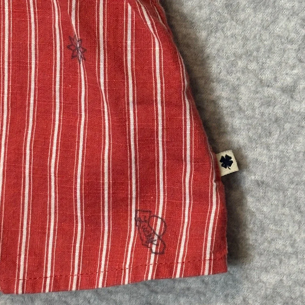 Lucky Brand Girls 6X Ruffle Dress Red White Striped Western Smocked Sundress‎